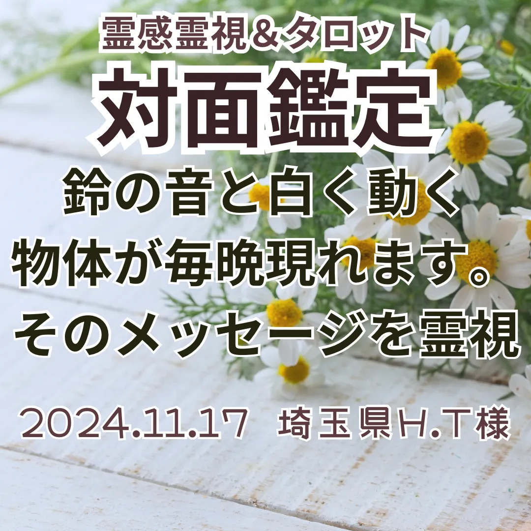 対面鑑定★鈴の音と白く動く物体が毎晩現れます。そのメッセージを霊視★埼玉県H.T様