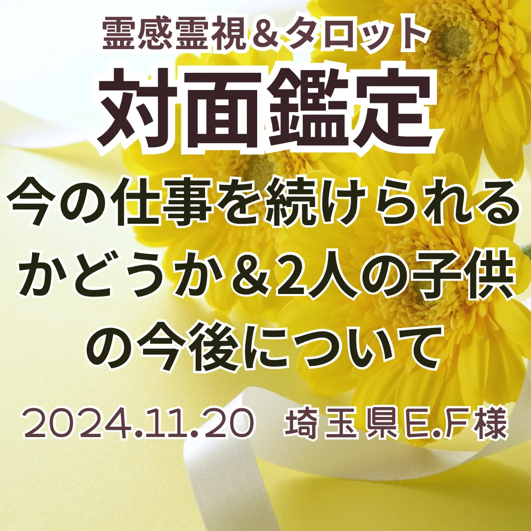 対面鑑定★今の仕事を続けられるかどうか＆2人の子供の今後について★埼玉県E.F様