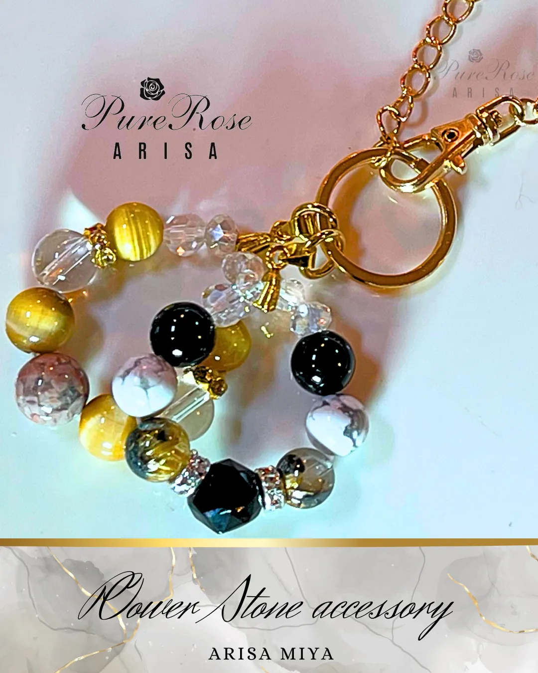 ブラックスピネルとタイガールチルの仕事運アップバッグチャーム★埼玉県J.S様