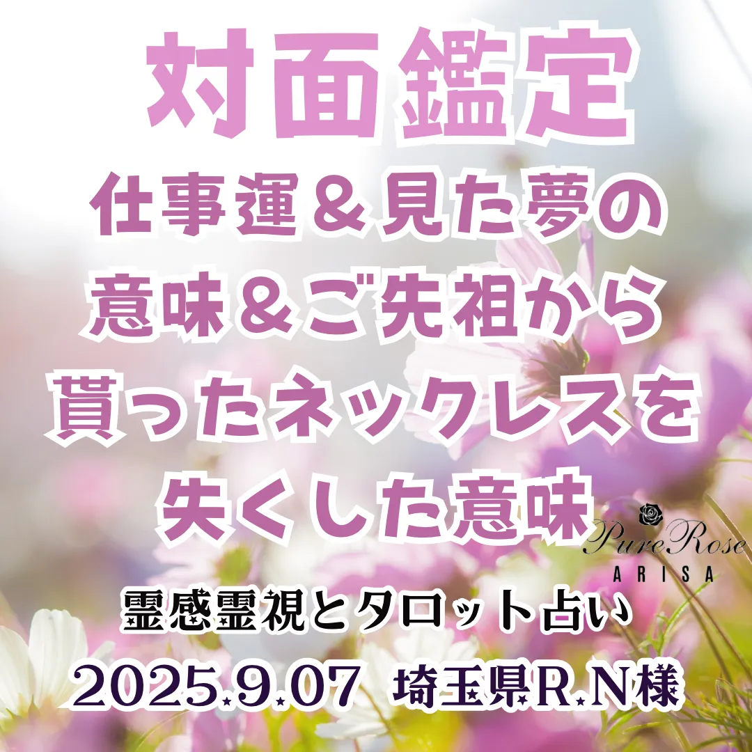 対面鑑定★仕事運＆見た夢の意味＆ご先祖から貰ったネックレスを失くした意味★埼玉県R.N様