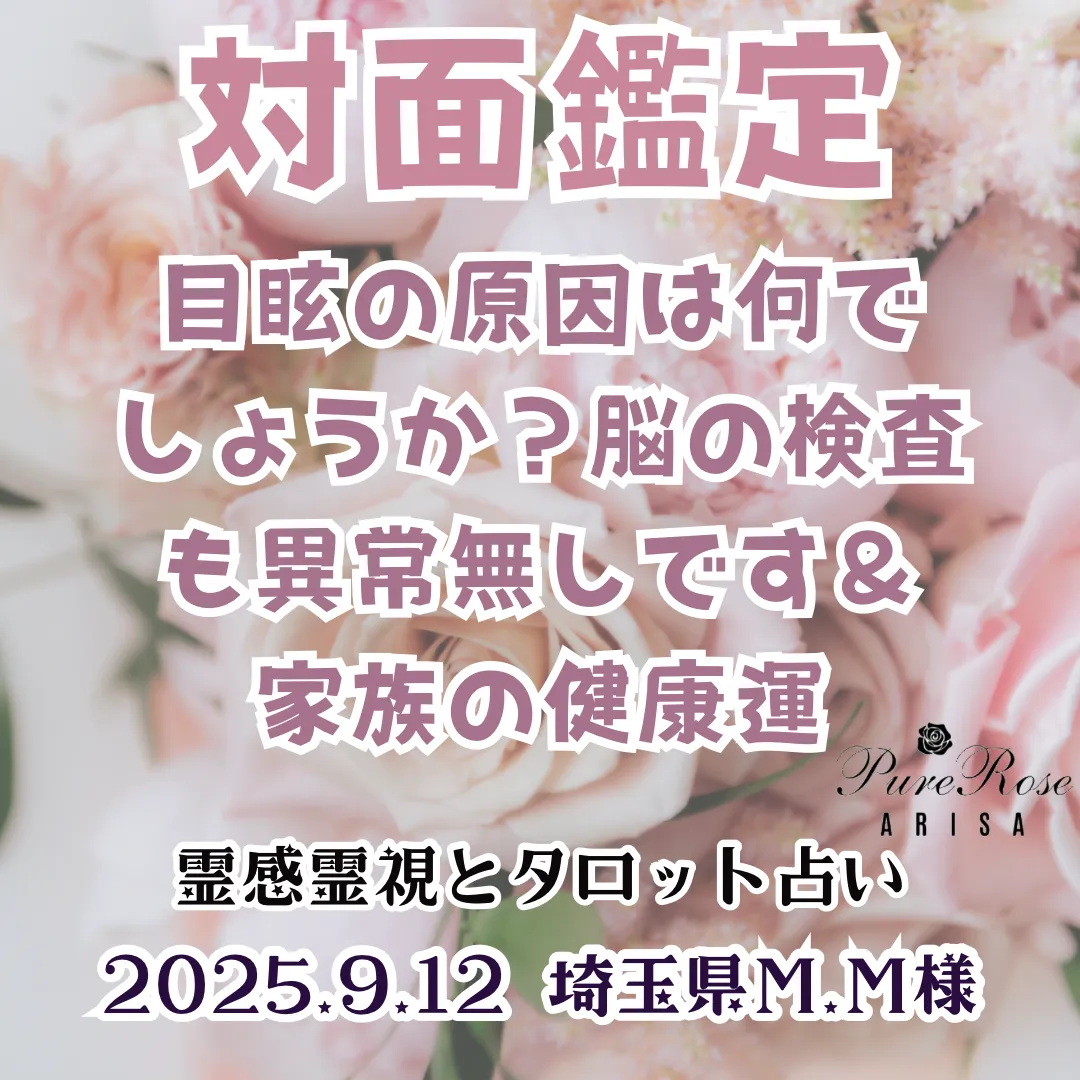対面鑑定★目眩の原因は何でしょうか？脳の検査も異常無しです＆家族の健康運★埼玉県M.M様