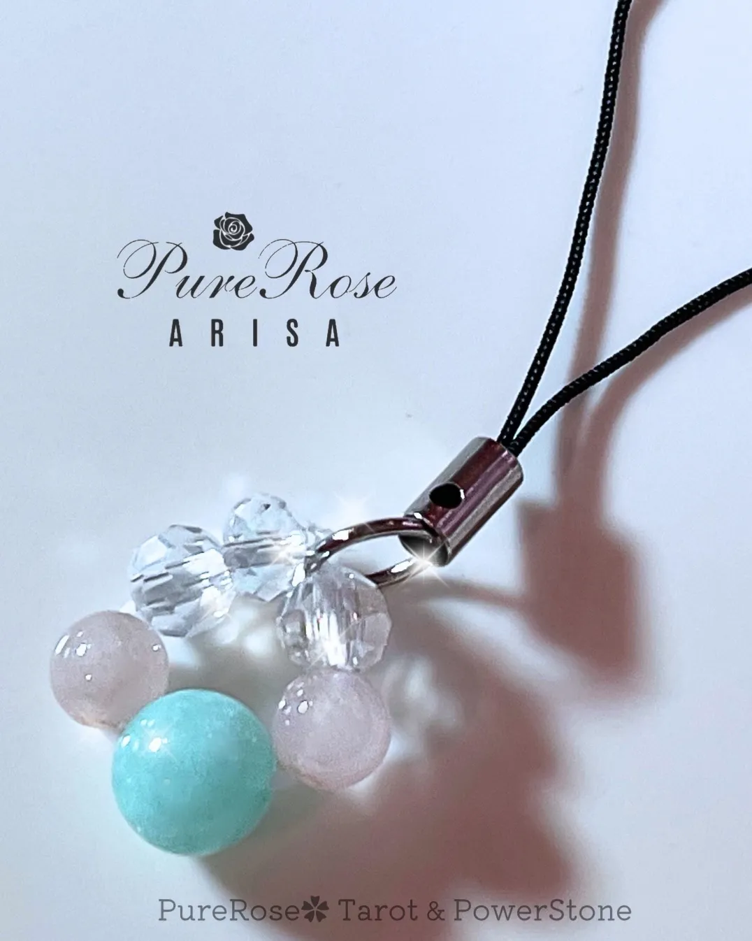 不安な心を前向きに導く★アマゾナイトとローズクォーツのストラップ★埼玉県T.I様