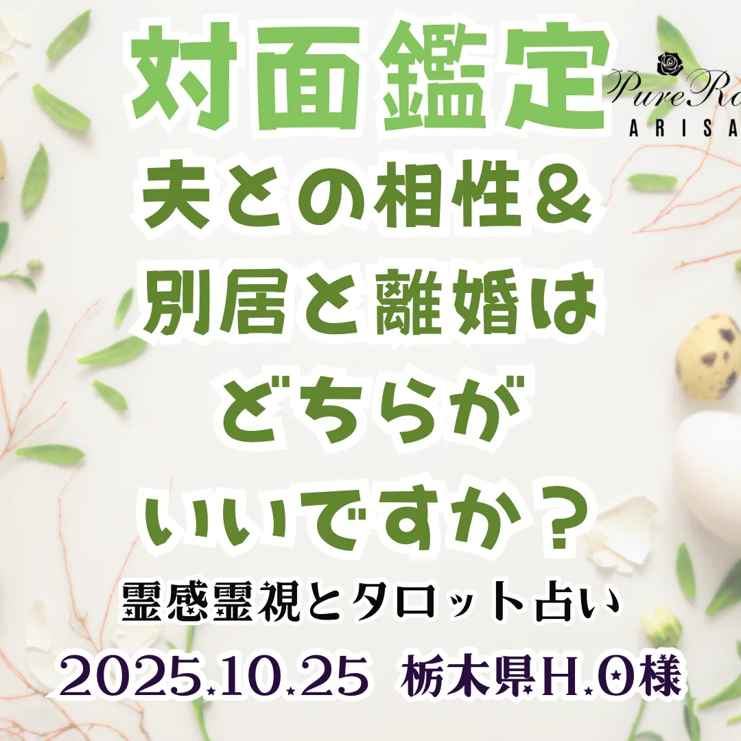 対面鑑定★夫との相性＆別居と離婚はどちらがいいですか？★栃木県H.O様