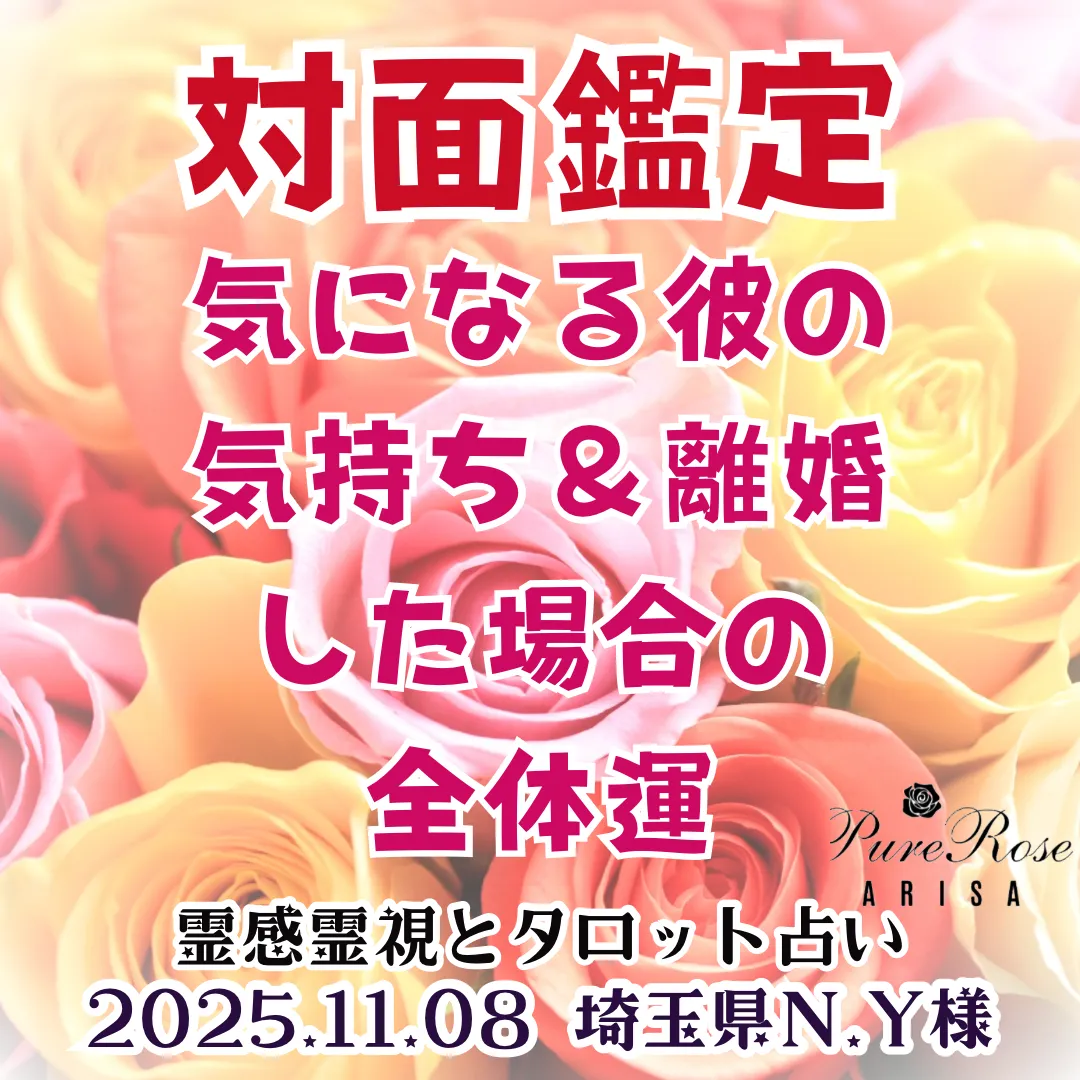 対面鑑定★気になる彼の気持ち＆離婚した場合の全体運★埼玉県N.Y様