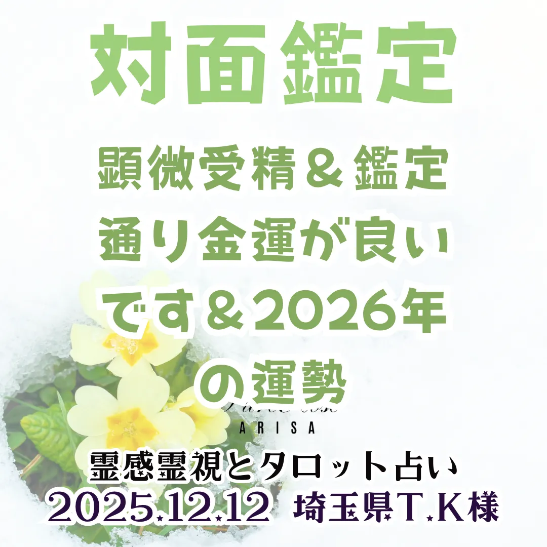 ​対面鑑定★顕微受精＆鑑定通り金運が良いです＆2026年の運勢★埼玉県T.K様