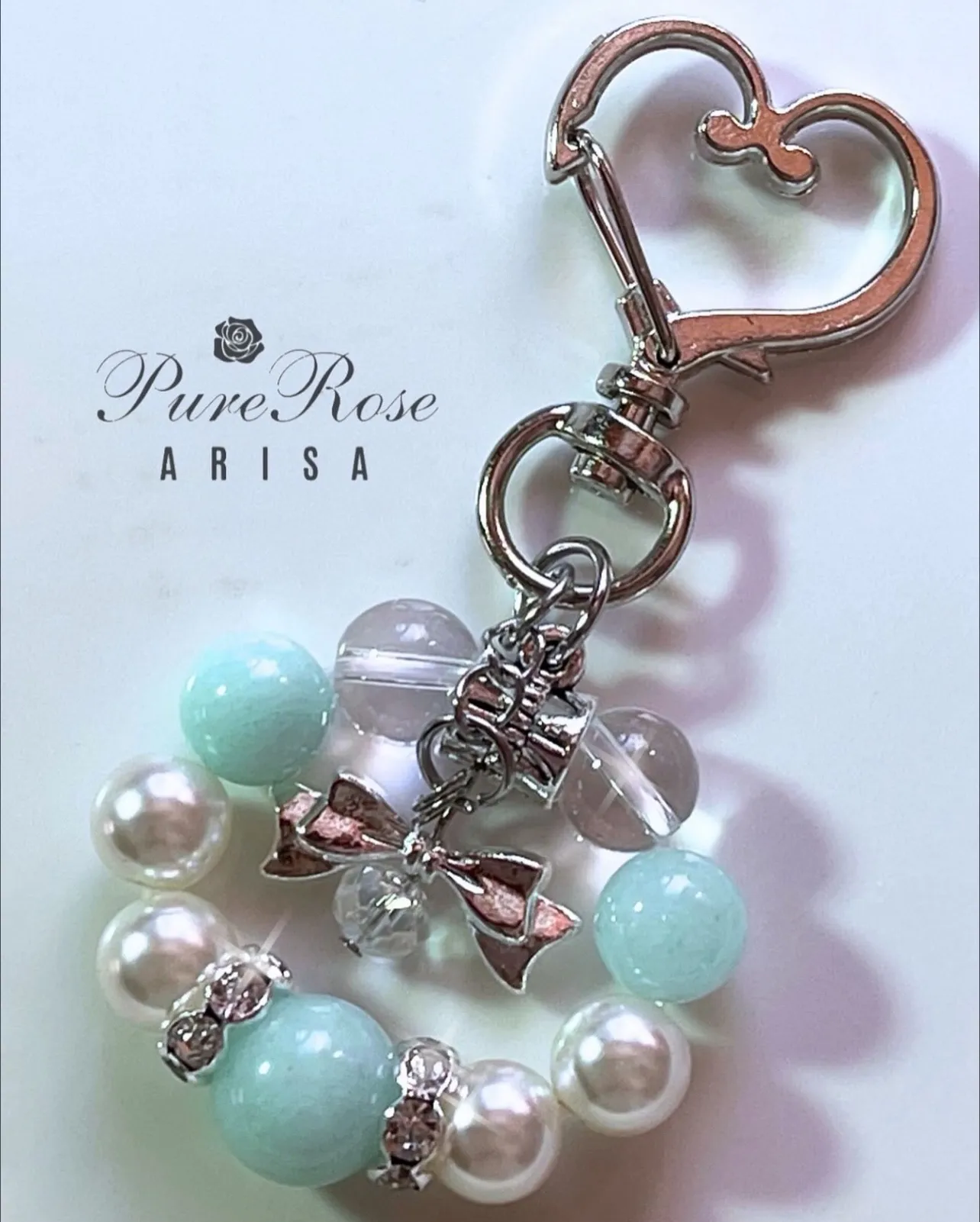 不安な気持ちを明るくするアマゾナイトのキーホルダー★埼玉県K.F様