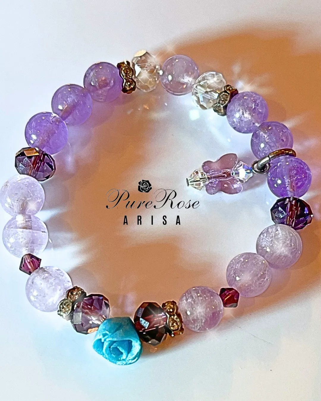 ストレスから来る不快症状を改善するアメジストと薔薇のブレスレット★埼玉県A.K様