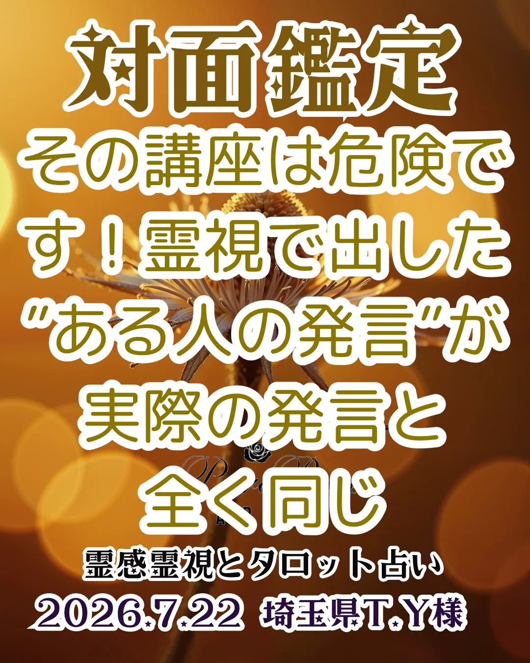 対面鑑定★その講座は危険です!霊視で出した”ある人の発言”が実際の発言と全く同じ★埼玉県T.Y様