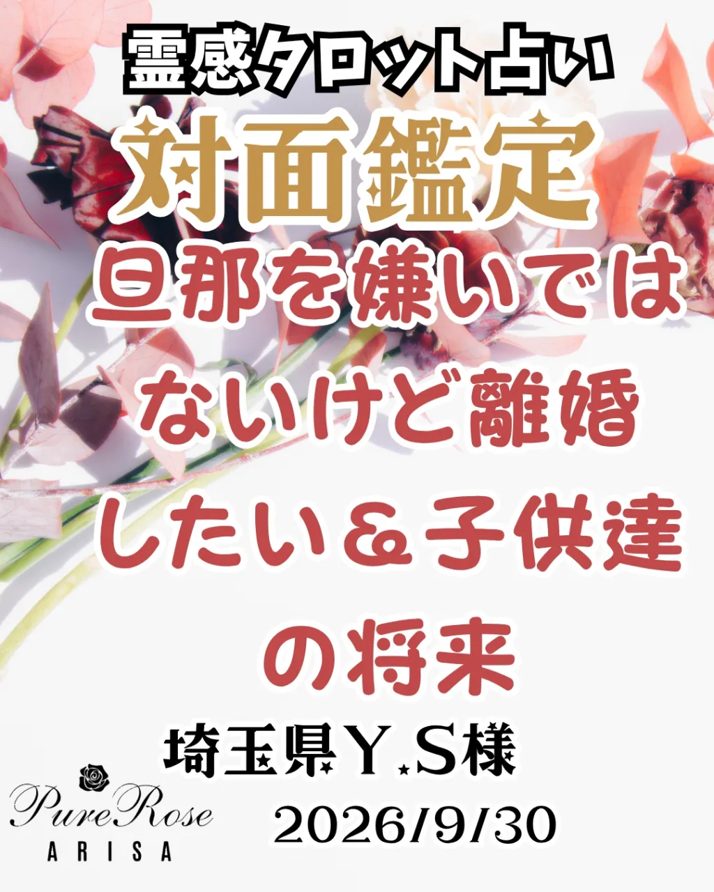 対面鑑定★旦那を嫌いではないけど離婚したい＆子供たちの将来★埼玉県Y.S様