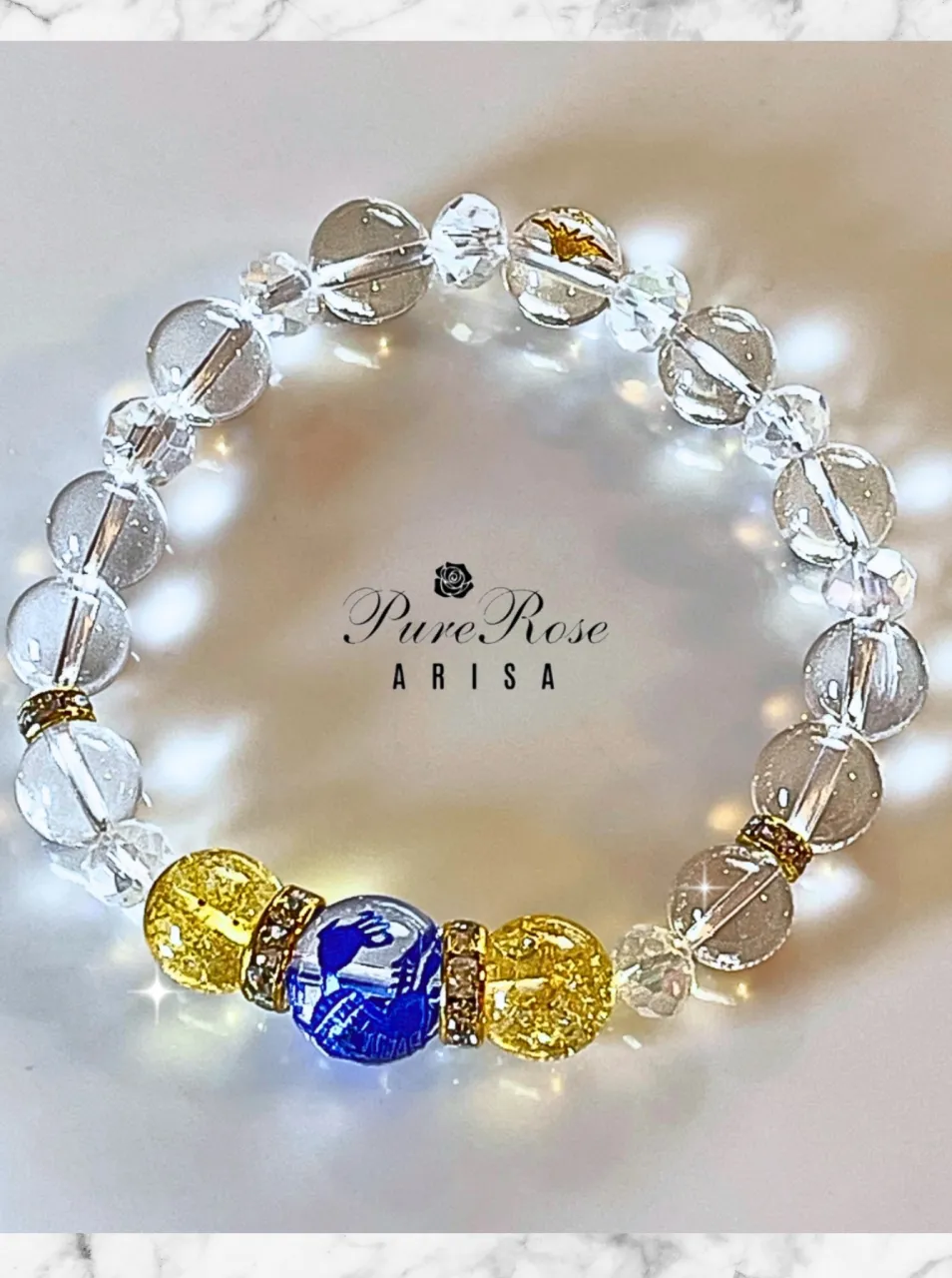 運気上昇★青い龍水晶と金運アップのシトリンのブレスレット★埼玉県M.T様